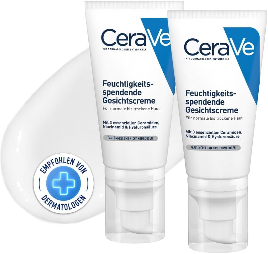 CeraVe Feuchtigkeitsspendende Gesichtscreme, 2 x 52 ml