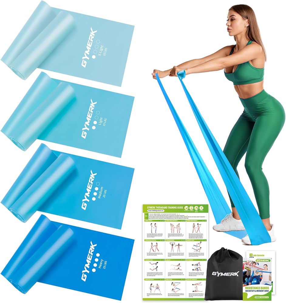 GYMERK Fitnessbänder Set 5-tlg., 100% Latex, 5 Widerstandsstufen