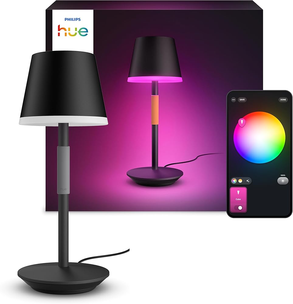 Philips Hue White & Color Ambiance Go Portable Tischleuchte, Schwarz, 530 lm