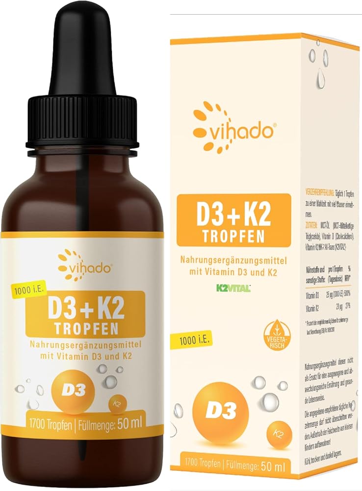 Vihado Vitamin D3 + K2 Tropfen, 50 ml